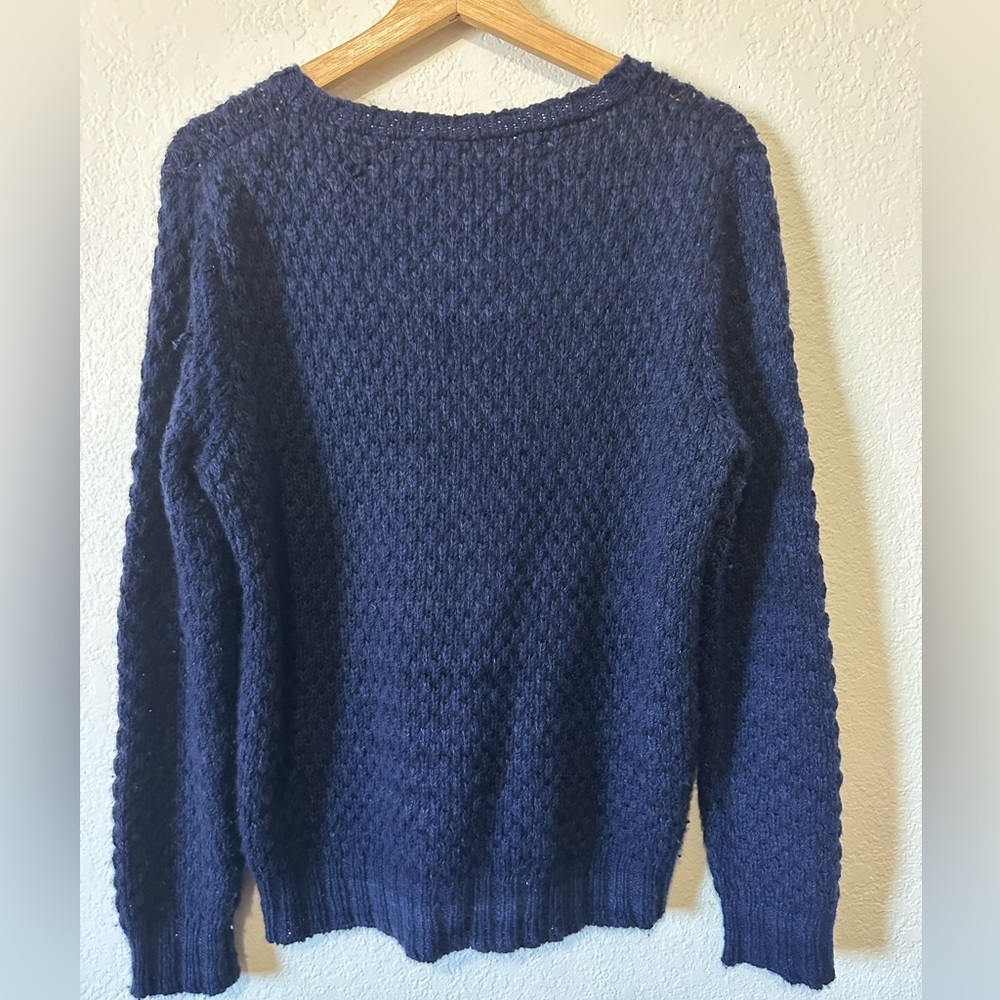 The Elder Statesman Deep Blue Cable Knit Cashmere Sweater - Size Small - Picture 2 of 9